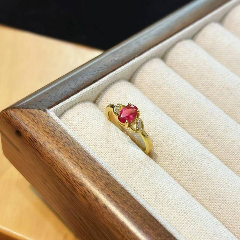 Wine red retro court wind rings of red treasure copper micro -inlaid simplicity rings wild temperament sweet S925 women
