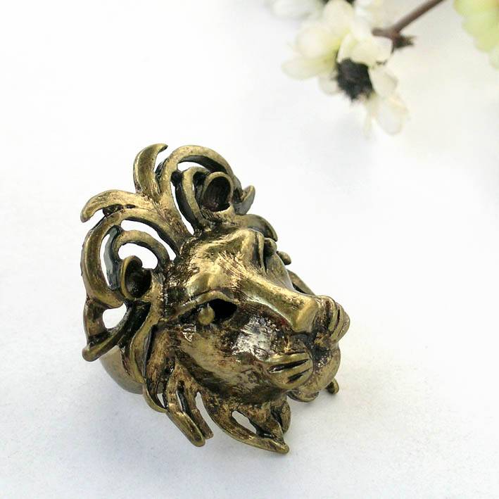 Jewelry personality exaggerated atmospheric bronze three -dimensional lion head ring/ring (recommendation) men's model