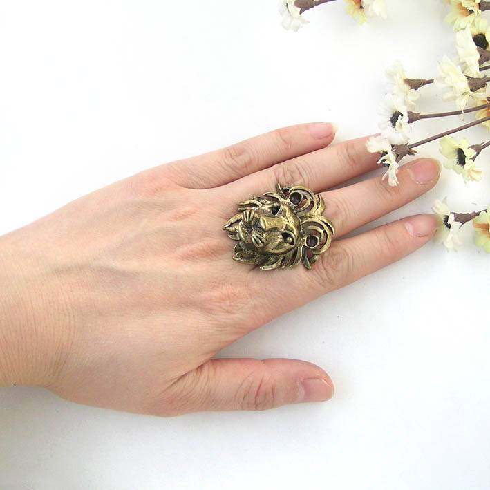 Jewelry personality exaggerated atmospheric bronze three -dimensional lion head ring/ring (recommendation) men's model