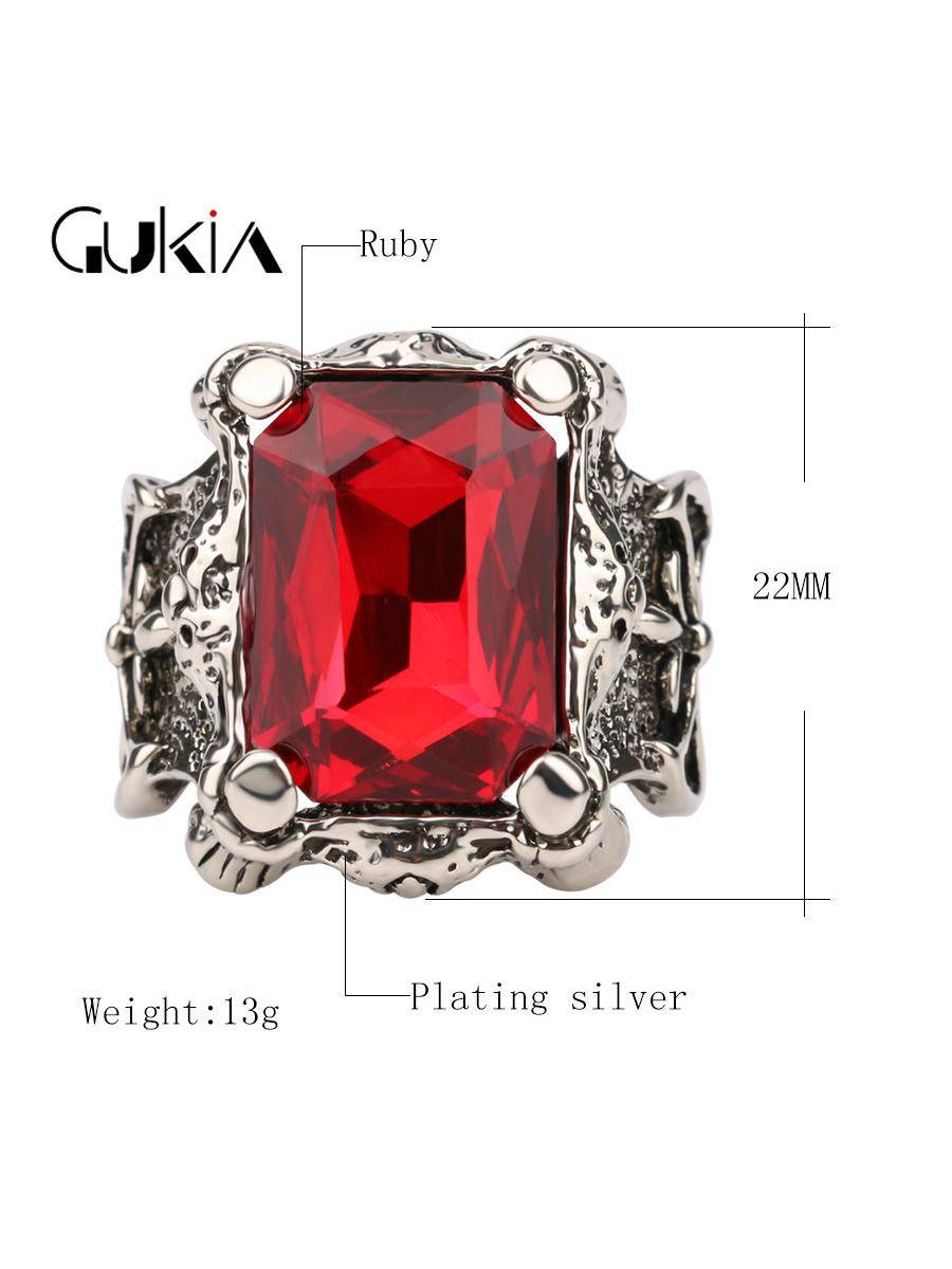 European and American fashion and domineering and exquisite carved ancient silver sapphire men's big ring explosion models