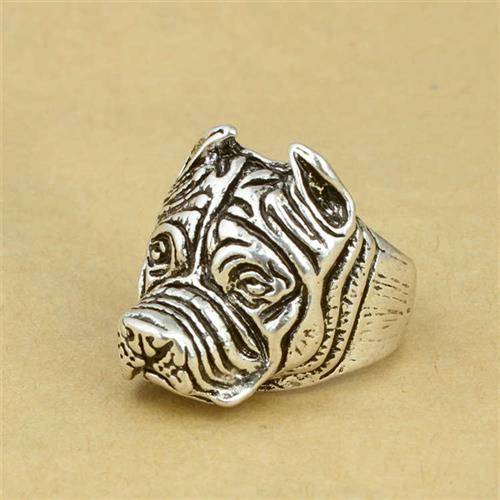Retro domineering salad dog ring puppy dog head ring men's personality new jewelry