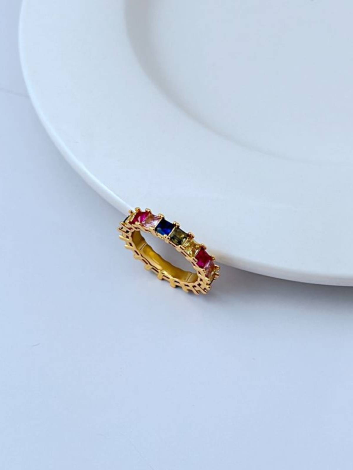 New fashion light luxury, small luxury niche design ins, pearl vermiculite inlaid three -piece rings ring ring ring