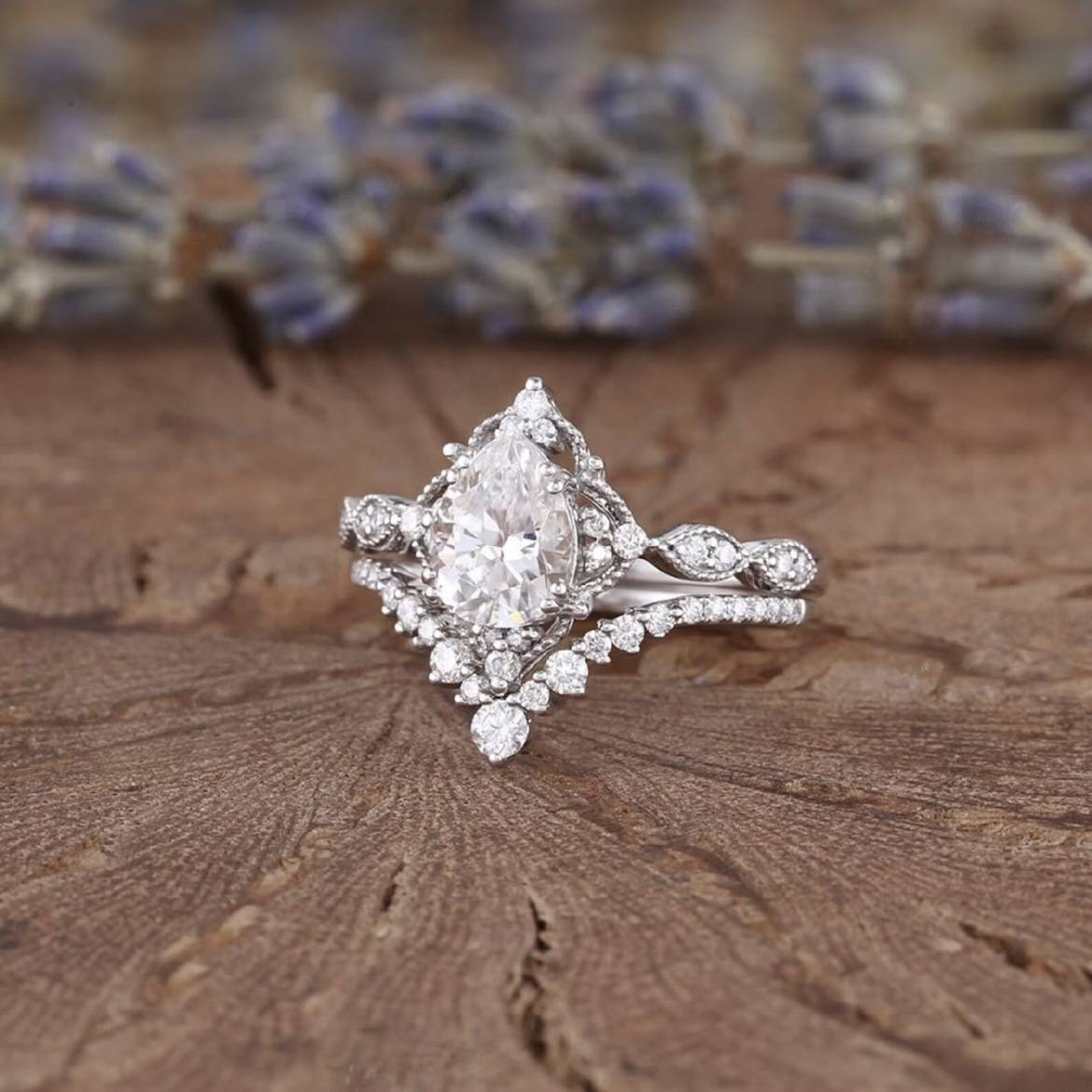 Sanjie European and American cross -border couples against water drops of lace crown rings Lazada hot sale rings female