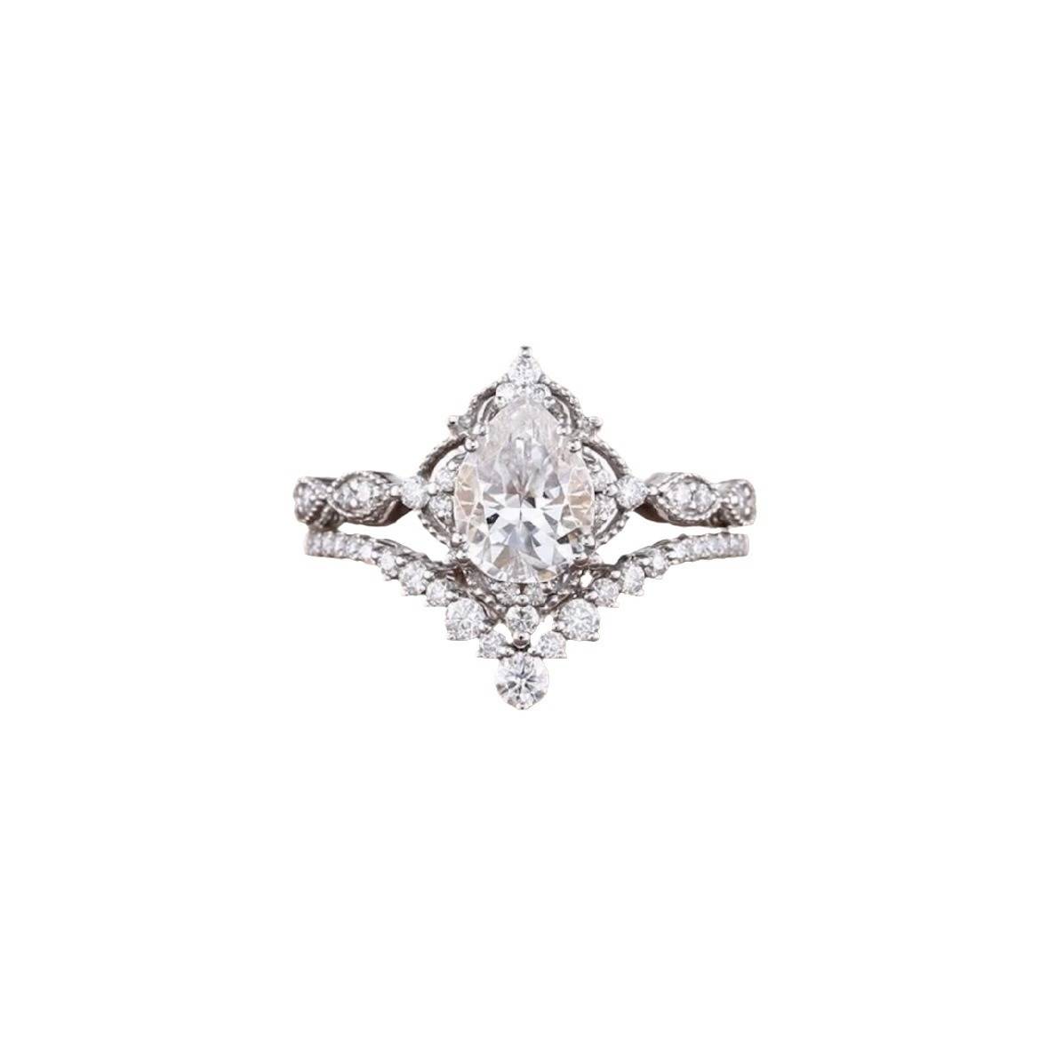 Sanjie European and American cross -border couples against water drops of lace crown rings Lazada hot sale rings female