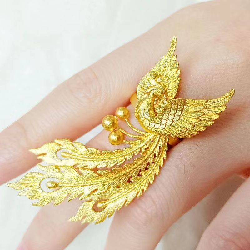 New high -level light luxury explosion ancient Fa Phoenix opening ring can regulate fashion and exquisite personality design ring butterflies