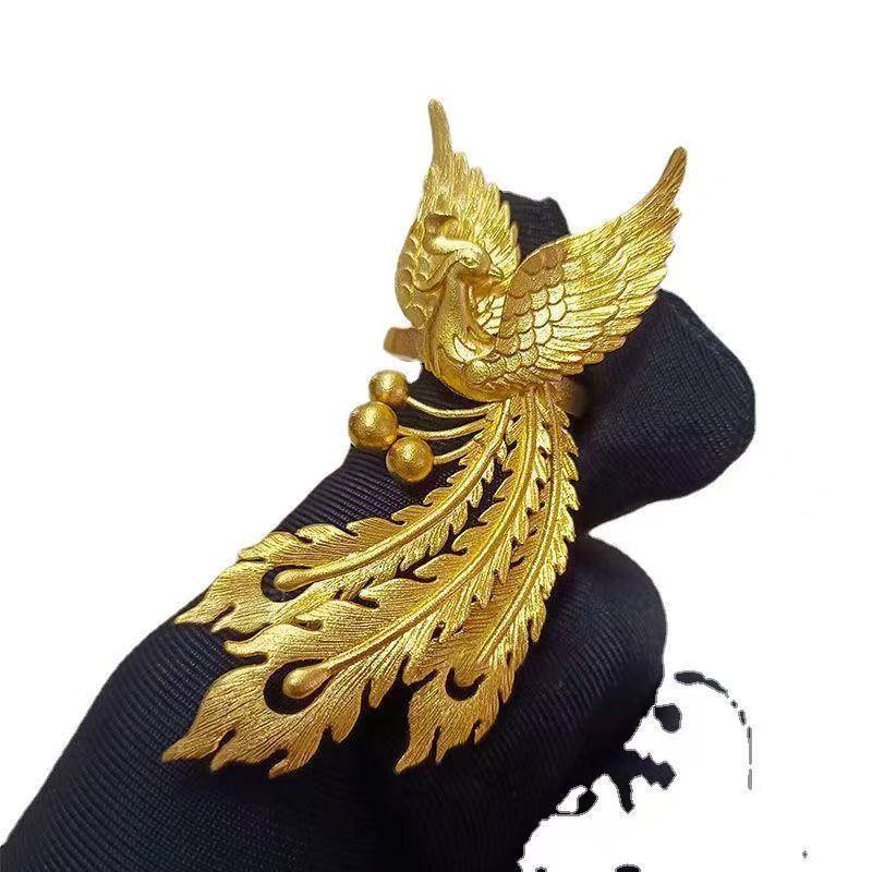 New high -level light luxury explosion ancient Fa Phoenix opening ring can regulate fashion and exquisite personality design ring butterflies