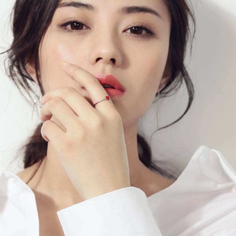 Red Love Ring Female Korean Edition Exquisite Peach Heart Ring Small Fresh temperament Personal Jewelry Manufacturer