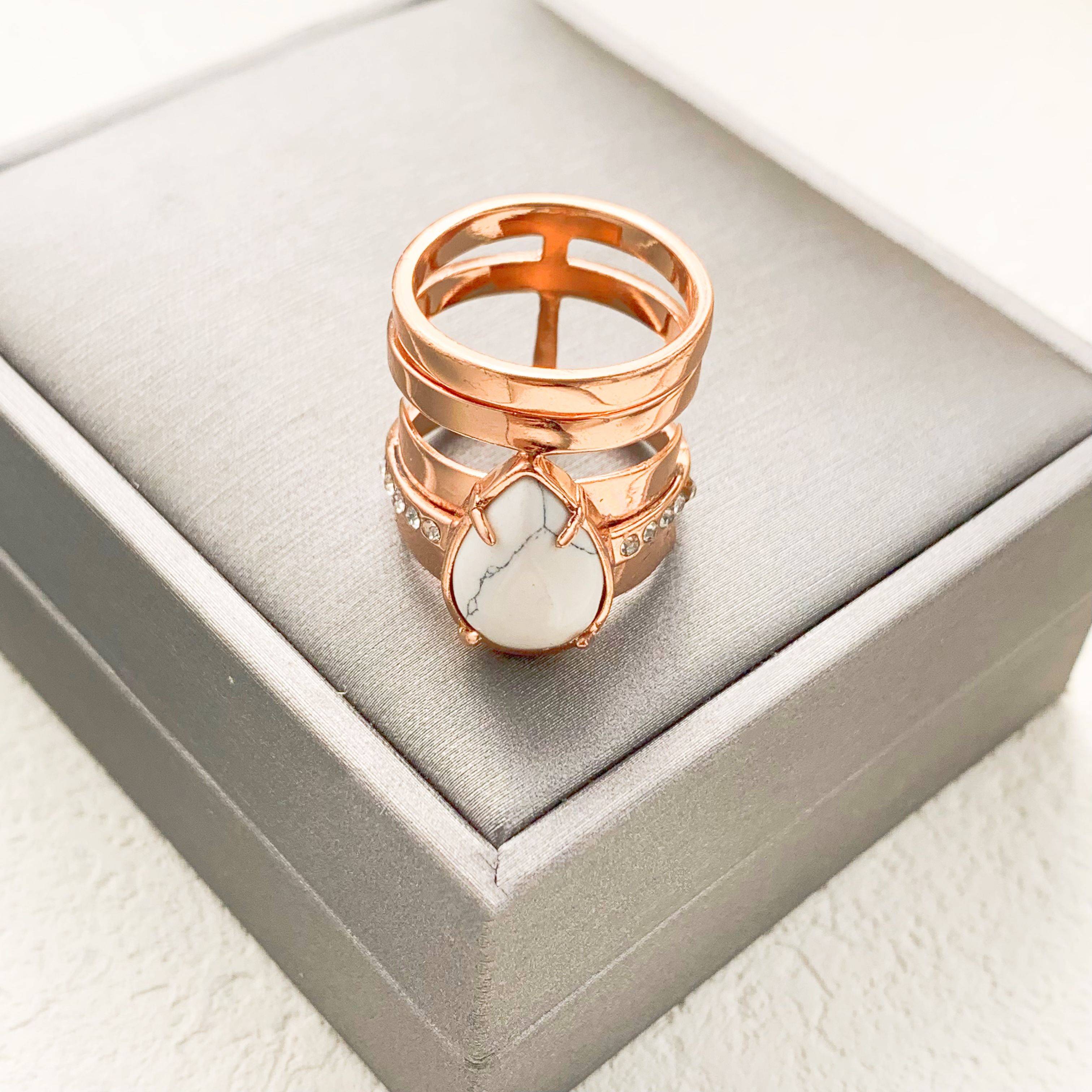 European and American original single MIMCO label ins, niche design stone gem rhinestone rose gold ring