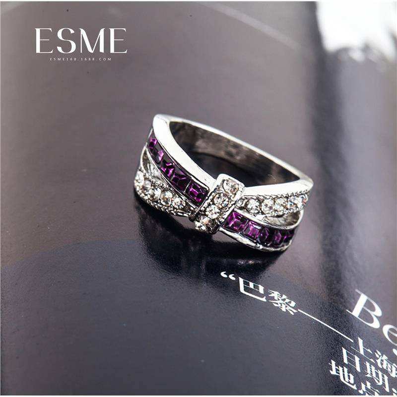 Amazon Jewelry EBAY European and American alloy hand -made female fashion amethyst diamond ring jewelry