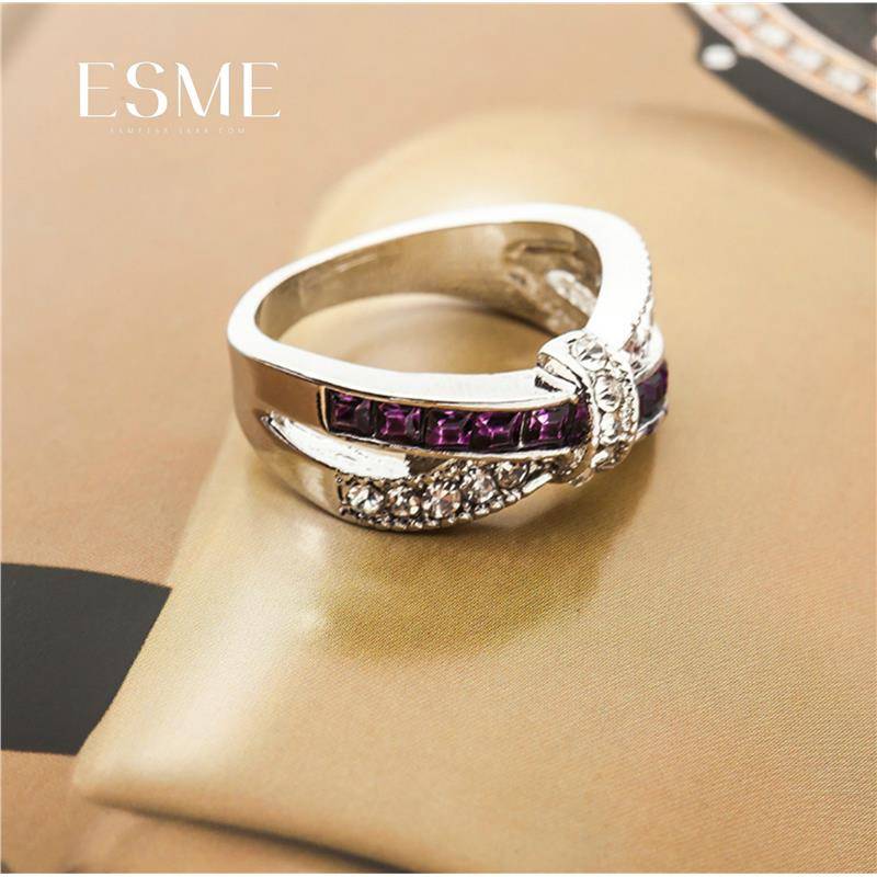 Amazon Jewelry EBAY European and American alloy hand -made female fashion amethyst diamond ring jewelry