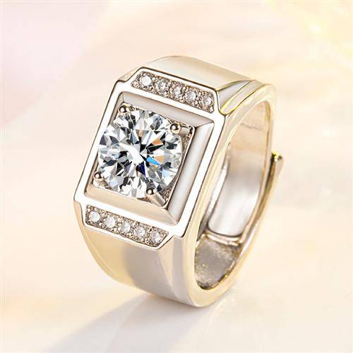 European and American hot -selling domineering male charm rings 2 carat imitation Musania diamond temperament, wedding engagement ring ring