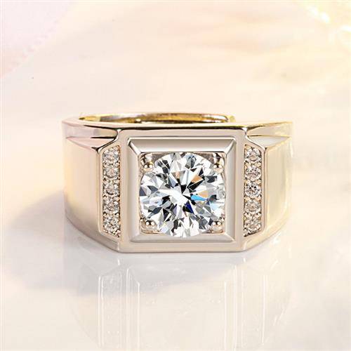 European and American hot -selling domineering male charm rings 2 carat imitation Musania diamond temperament, wedding engagement ring ring