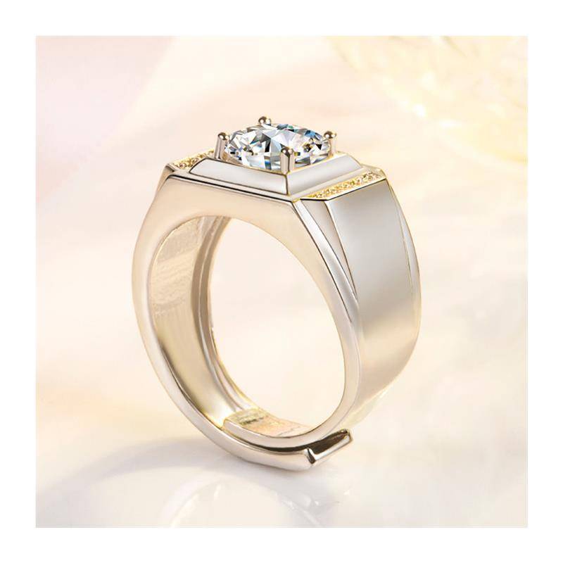 European and American hot -selling domineering male charm rings 2 carat imitation Musania diamond temperament, wedding engagement ring ring
