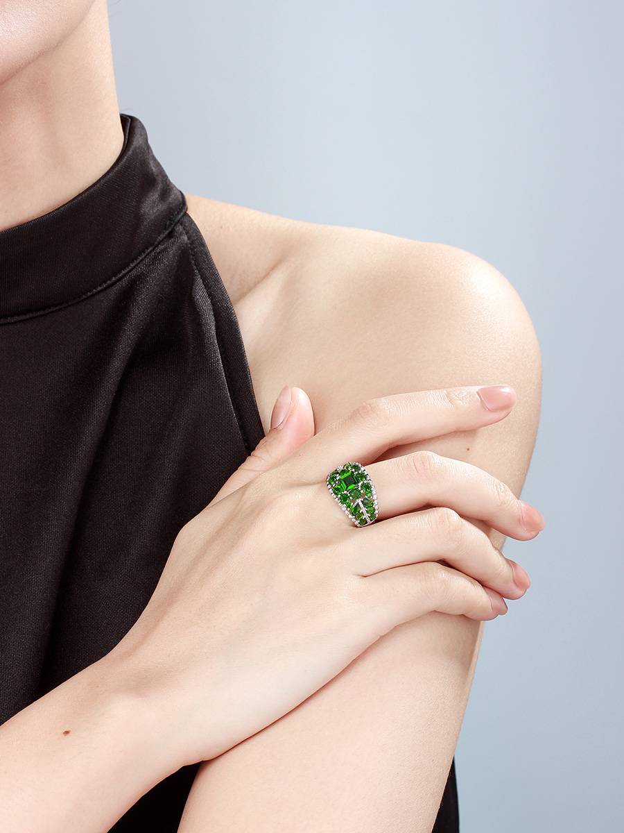Fangyuan leaf transparent pyloric pirate 925 silver ring ring female ins trendy ring ring silver designer model