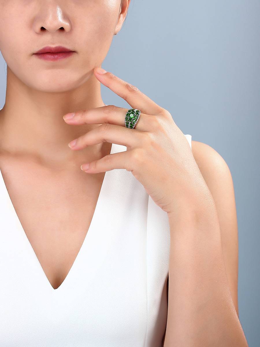 Fangyuan leaf transparent pyloric pirate 925 silver ring ring female ins trendy ring ring silver designer model