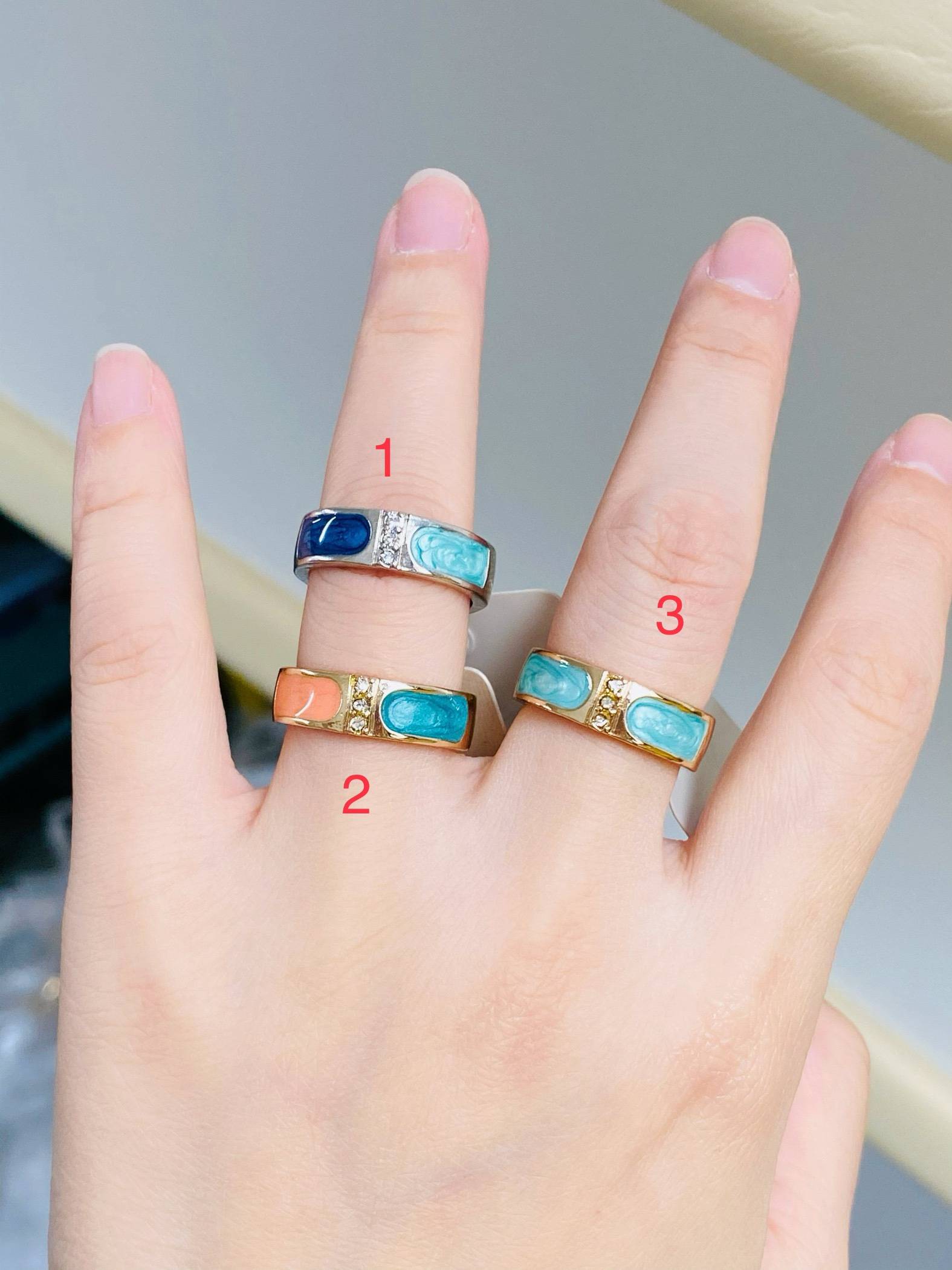 Exit European and American solitary color drip glaze inlaid exquisite rings 6.5 yards