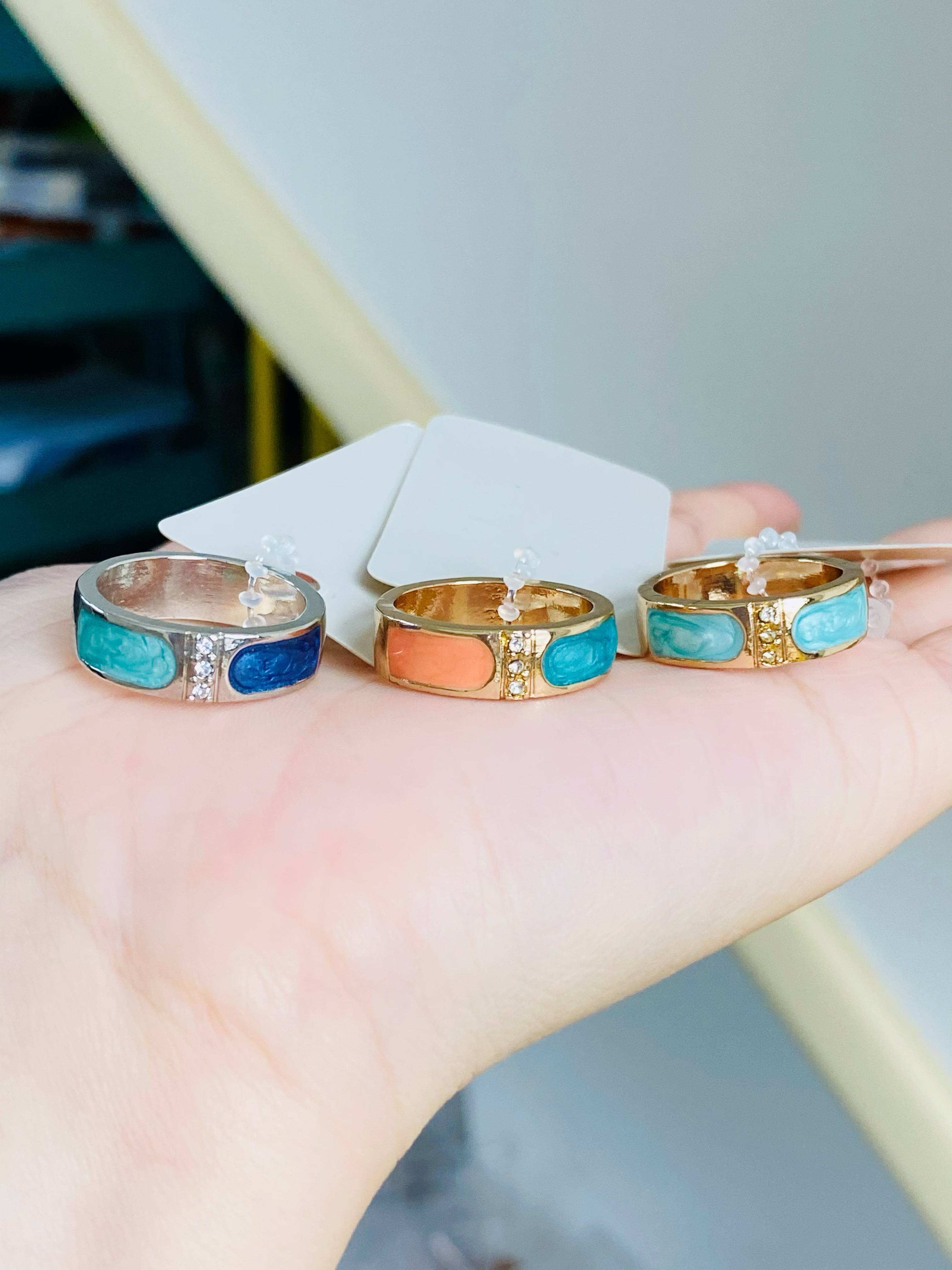 Exit European and American solitary color drip glaze inlaid exquisite rings 6.5 yards