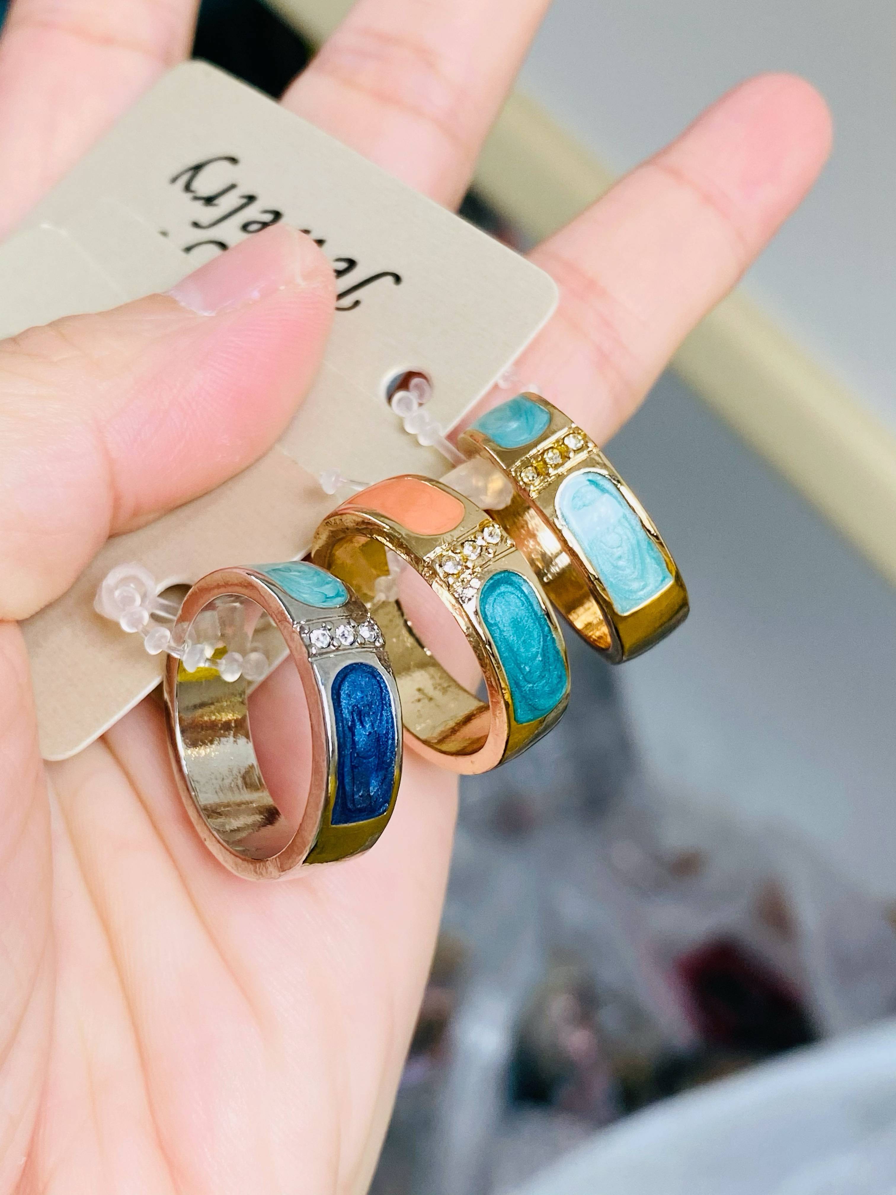 Exit European and American solitary color drip glaze inlaid exquisite rings 6.5 yards