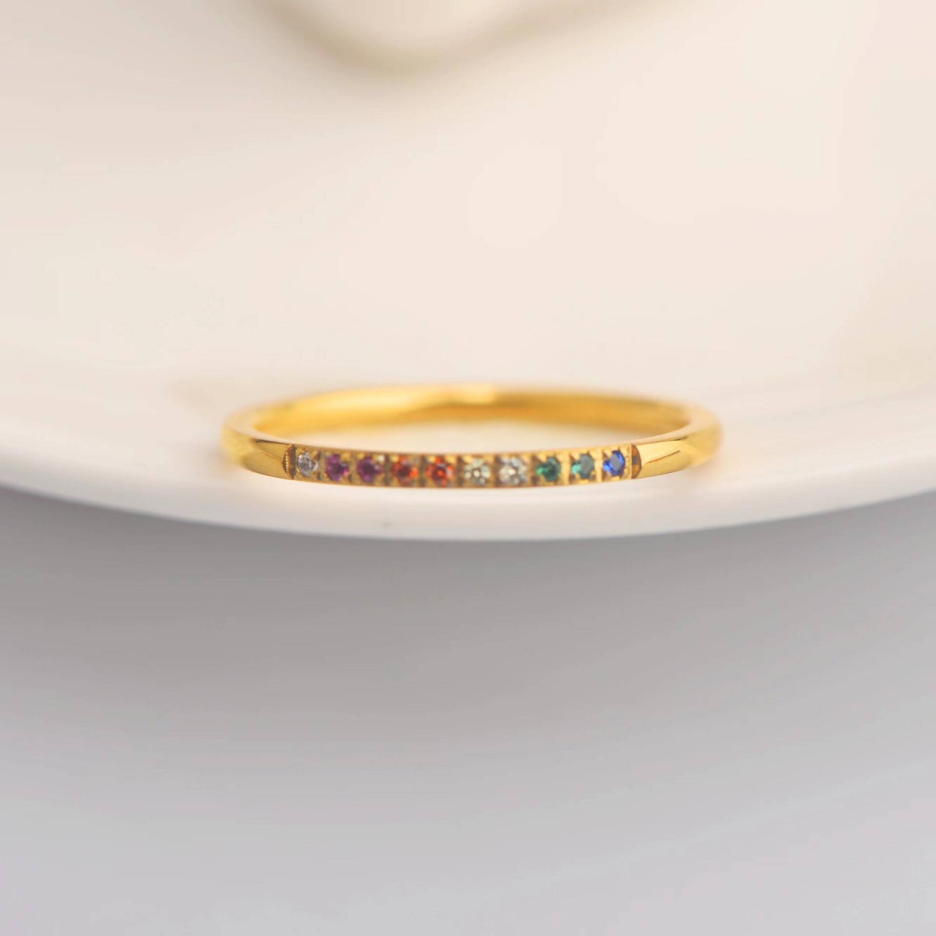 New color vermiculite hand ornaments European and American inspi color ring ring ring ring simple stainless steel hand ornaments