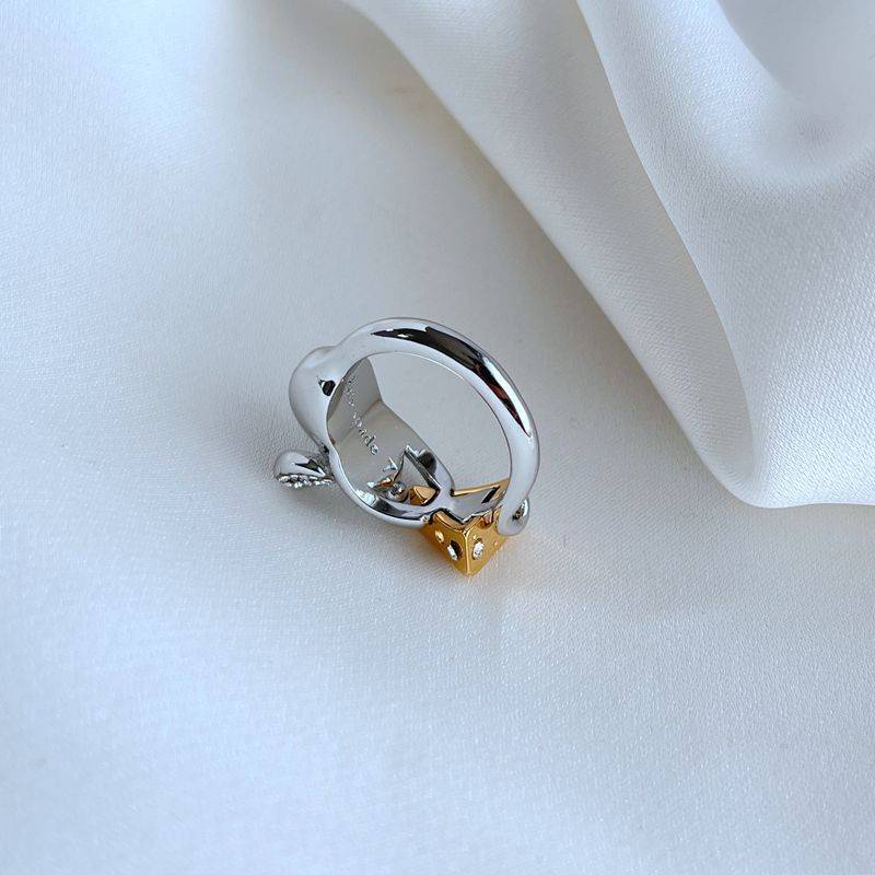 New fashion light luxury trend Simple commute niche design cute diamond inlaid cheese and mouse ring jz7