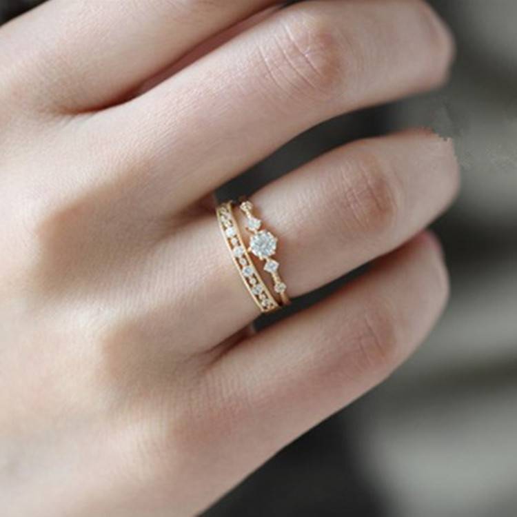 Japanese s925 sterling silver plating 14K gold ring exquisite hollow retro sensory commute model wild show