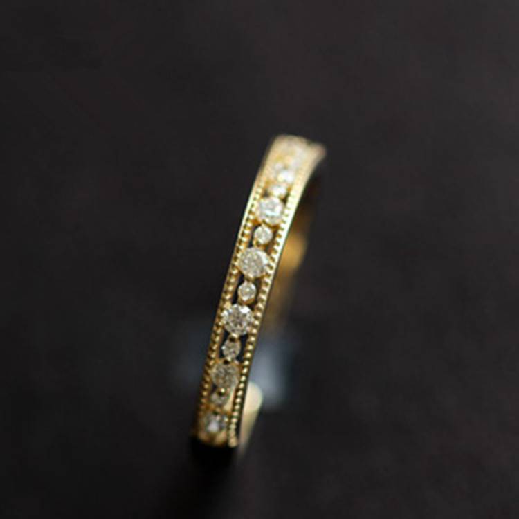 Japanese s925 sterling silver plating 14K gold ring exquisite hollow retro sensory commute model wild show