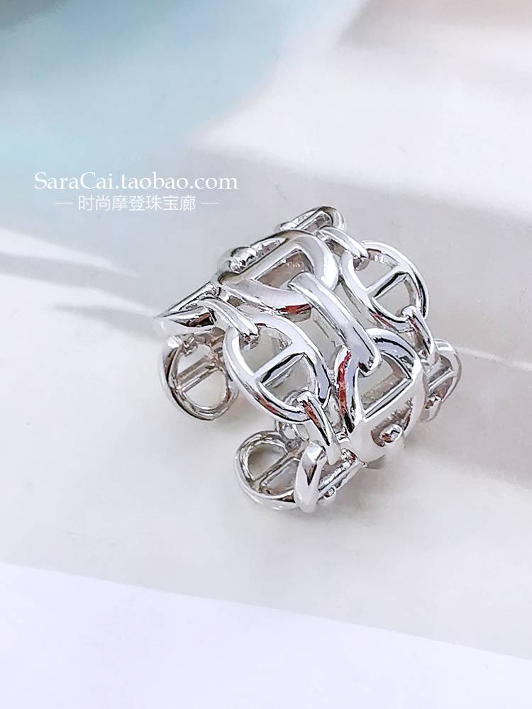 Fashion Modern Jewelry Gallery 925 Silver Single Three -layer Pig Nose Caps Ring Ring Finger Finger Precepts