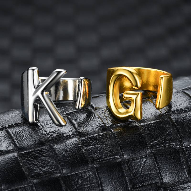 Cross -border creative new European and American 26 letters ring opening can adjust the ring, Japanese and Korean wild handy jewelry