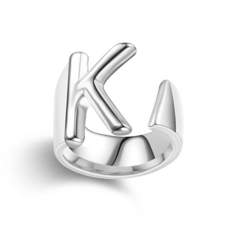 Cross -border creative new European and American 26 letters ring opening can adjust the ring, Japanese and Korean wild handy jewelry