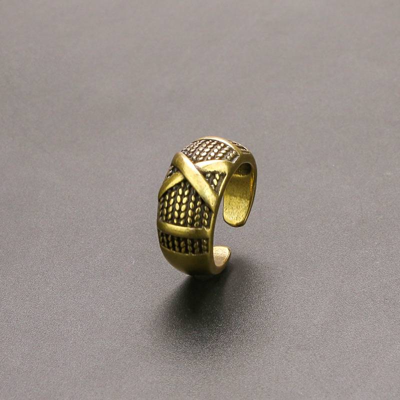 Lao Jiumen Buddha's same ring open beer artifact Korean bronze rings ins tide ring process