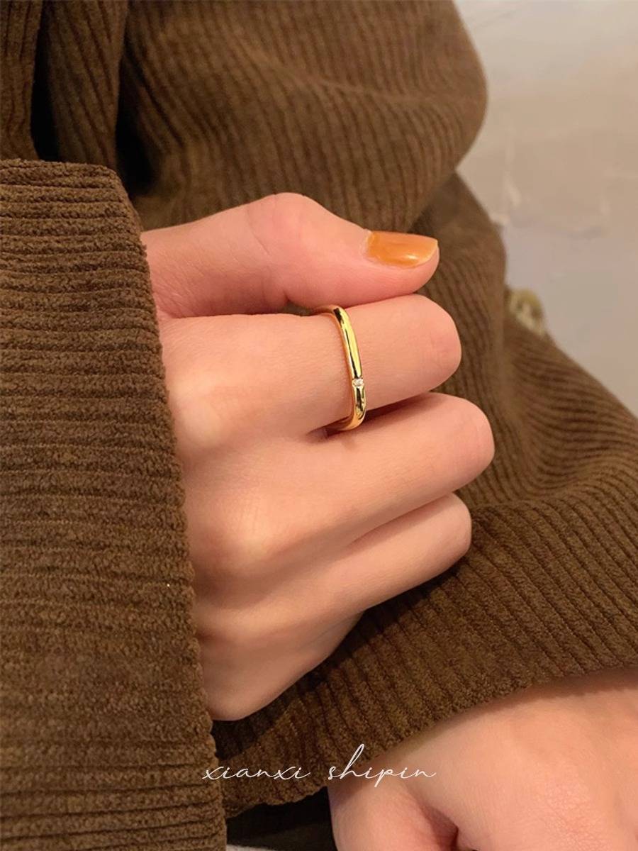 Do not fall off!18K Golden Fang Precepts Fashion Ring Female Light luxury Senior Design Founder Circle Ring Ring