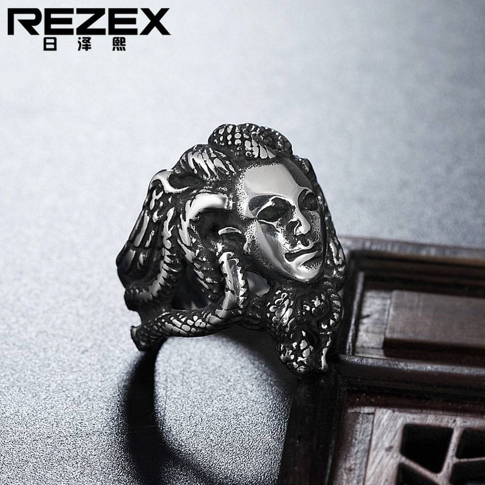 R-NK jewelry personality retro European ancient Roman mythical snake head Merband Tatthaline titanium steel ring