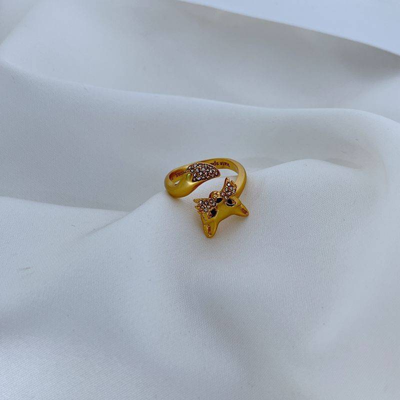 New fashion trend, light luxury, simply commute, cute diamond niche opening design fox ring jz6