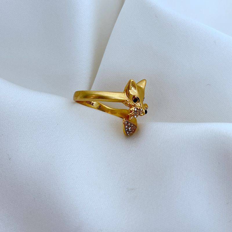 New fashion trend, light luxury, simply commute, cute diamond niche opening design fox ring jz6