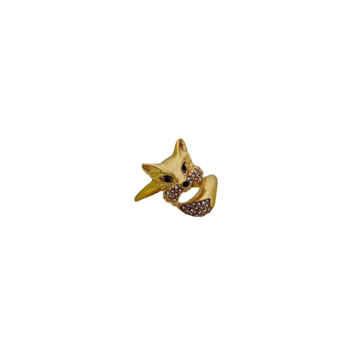 New fashion trend, light luxury, simply commute, cute diamond niche opening design fox ring jz6