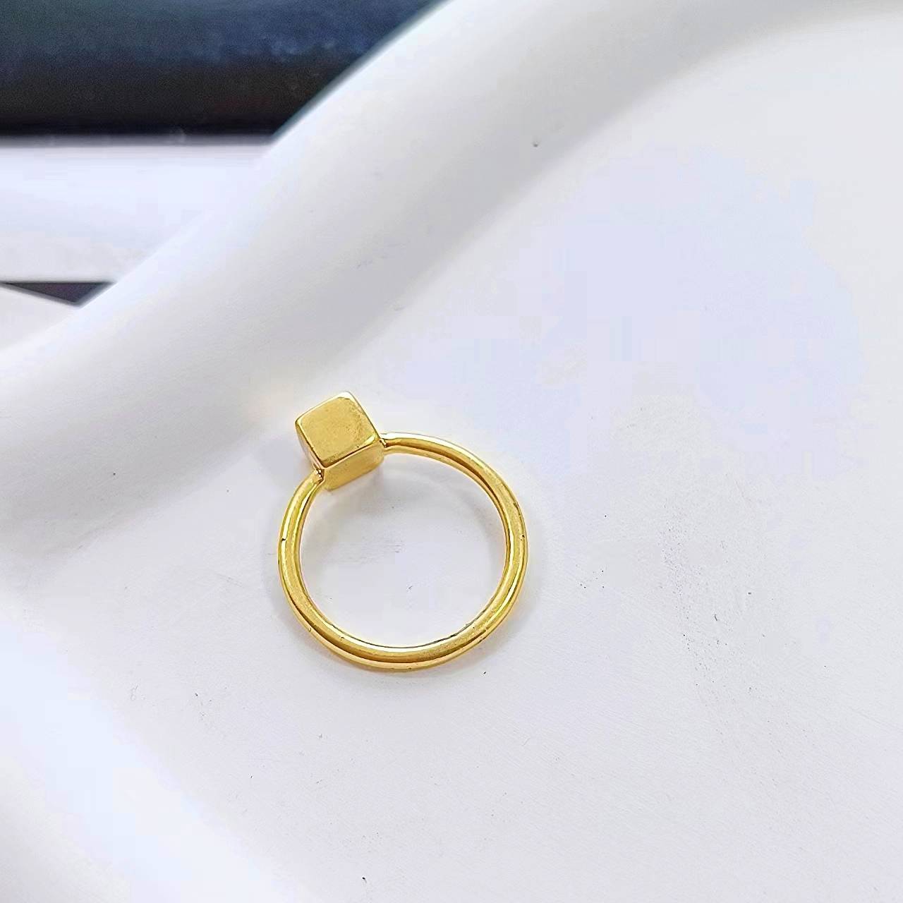2024 jewelry m home export balance, pure copper plated thick, matte gold gold minimalist version of personal temperament ring female