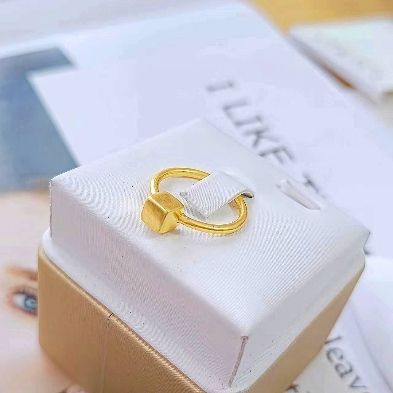 2024 jewelry m home export balance, pure copper plated thick, matte gold gold minimalist version of personal temperament ring female