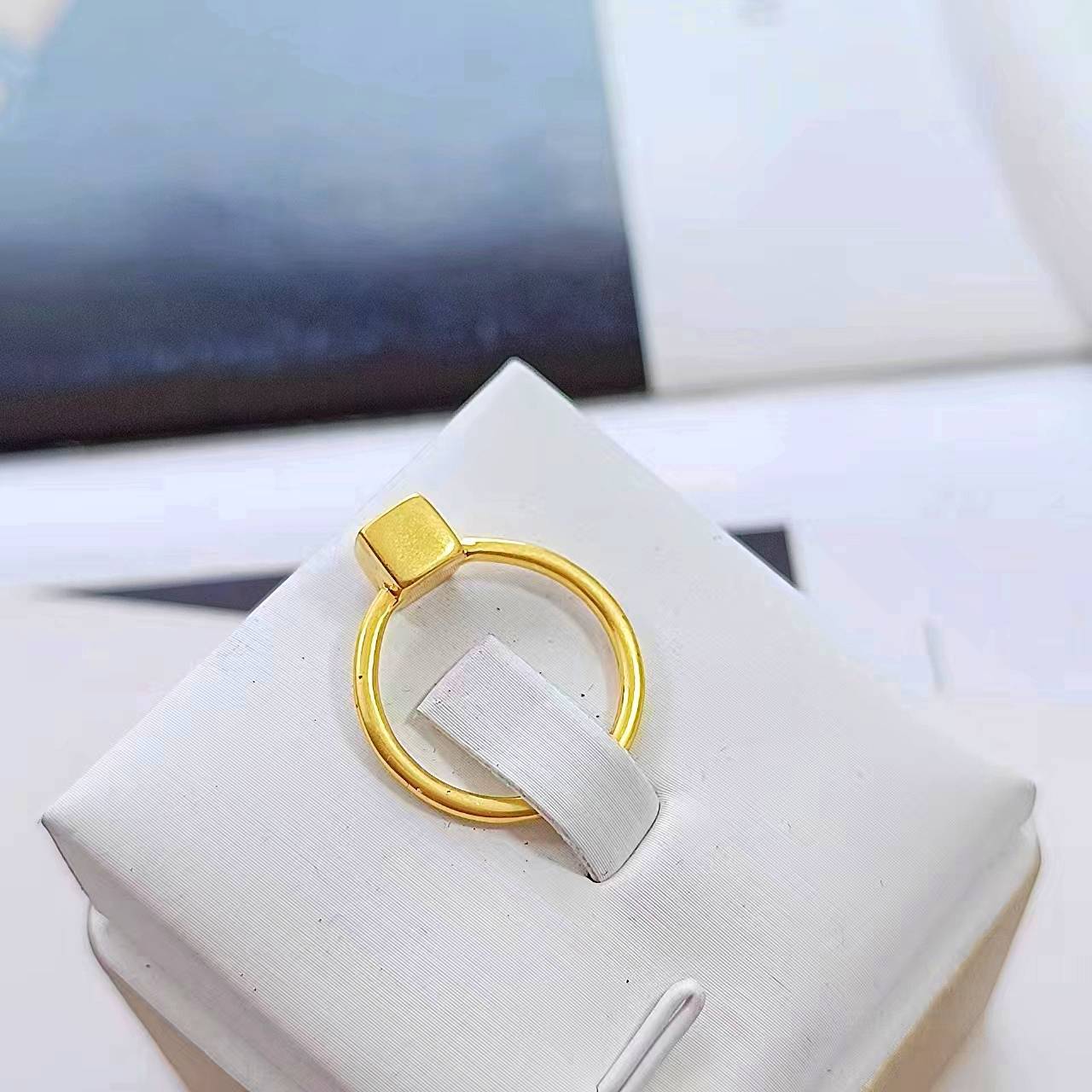 2024 jewelry m home export balance, pure copper plated thick, matte gold gold minimalist version of personal temperament ring female