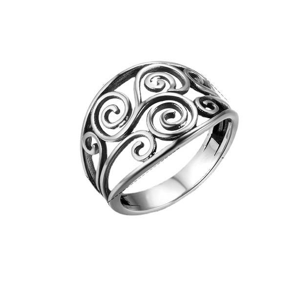 Zhenrong Wish hot selling new hollow flower ring European and American retro Thai silver black wedding ring female model