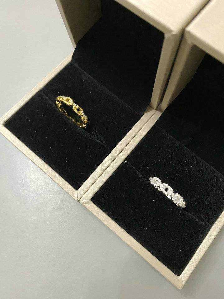 Classic versatile beautiful nobel 925 silver plus brick chain stacking with texture ring girl goddess goddess