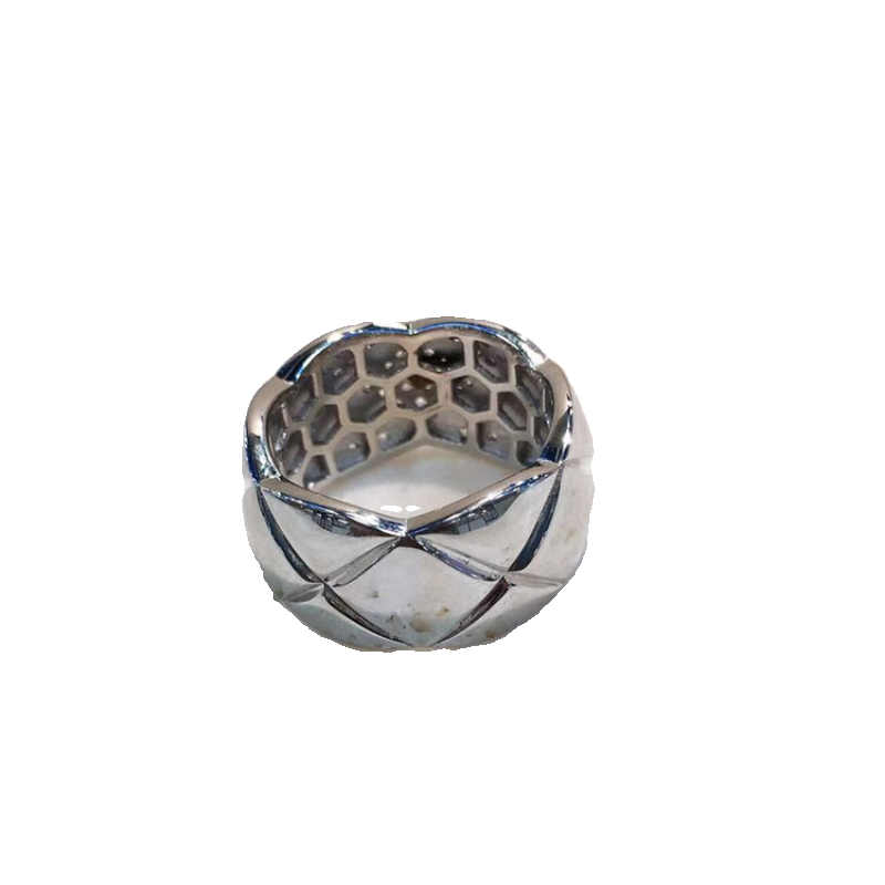 Fashion Modern Jewelry Gallery 925 Silver Single 11mm wide version of the diamond checkered diamond ring rod ringwriting ring ring