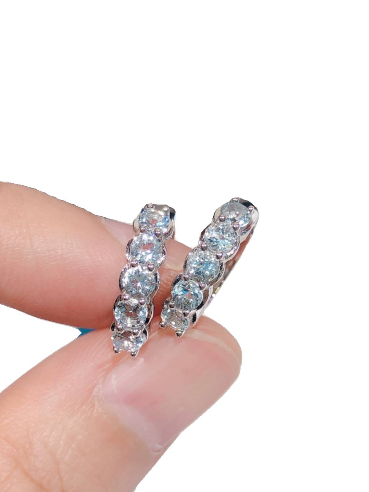 S925 Silver inlaid 1 carat natural sea blue treasure earrings fashion simple earrings high -level personality