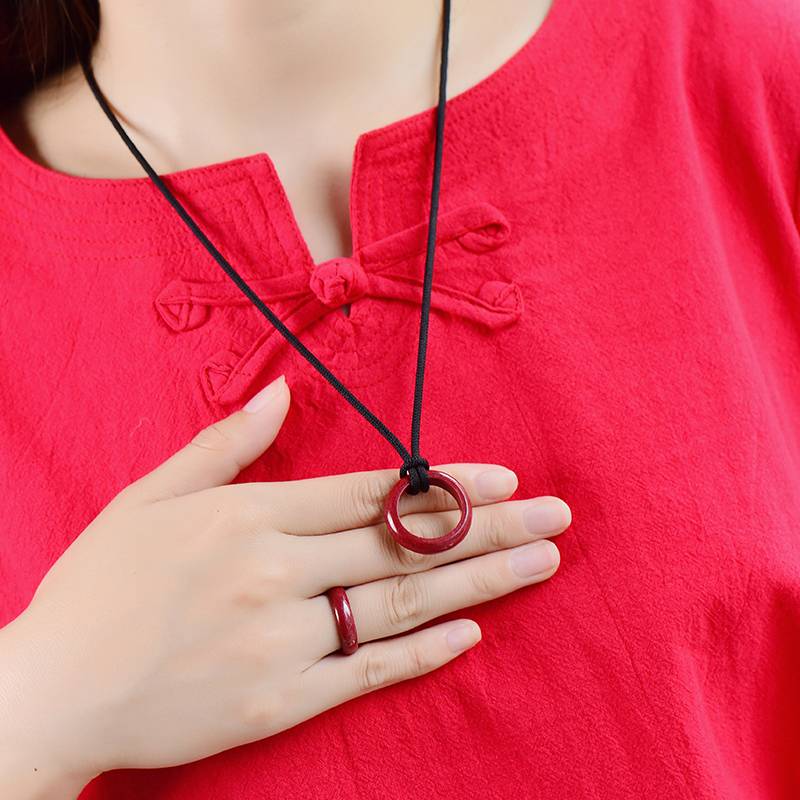 Cinnabar ring Natural Zijin Sand Bennian Nian Nian Couple Jewelry Women's Finger Ramen Wide Finger Width Edition Red Rings