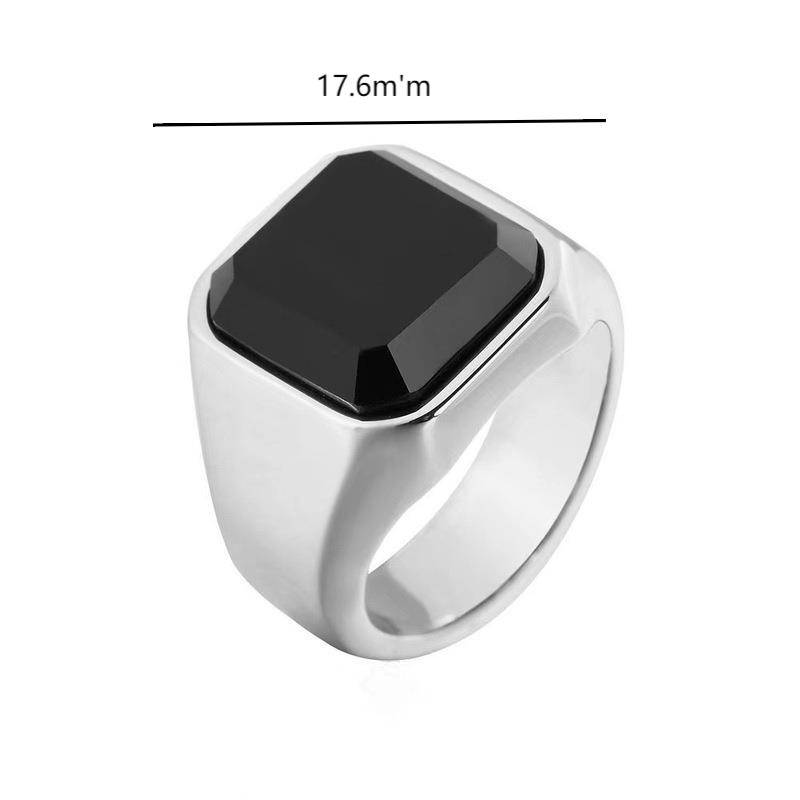 European and American niche hot selling jewelry snake -shaped wound black plane gemstone ring men's retro pattern rings