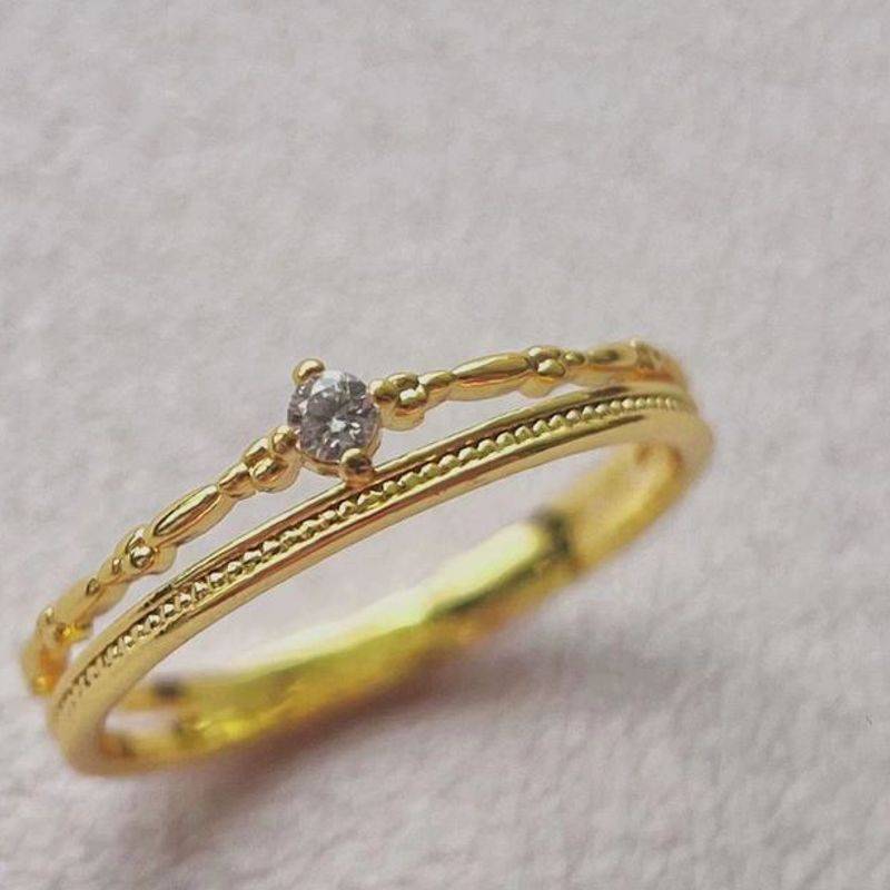 Discount spot ins, niche design brass plating 18K gold ring small, exquisite, simple, generous versatile