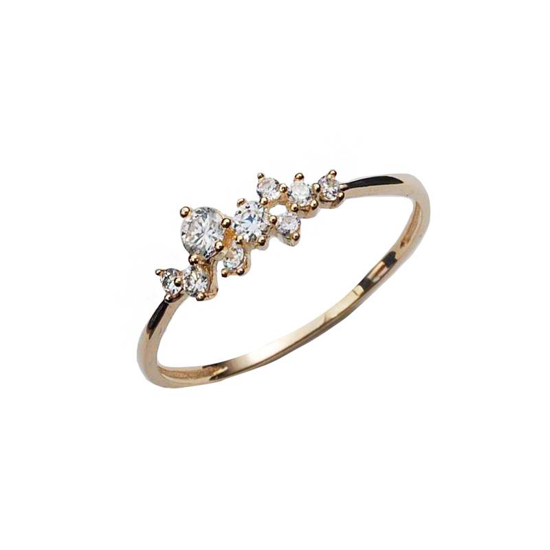 The new hot sale S925 sterling silver plating 14K gold women's ring irregular flash diamond stars and polar rings