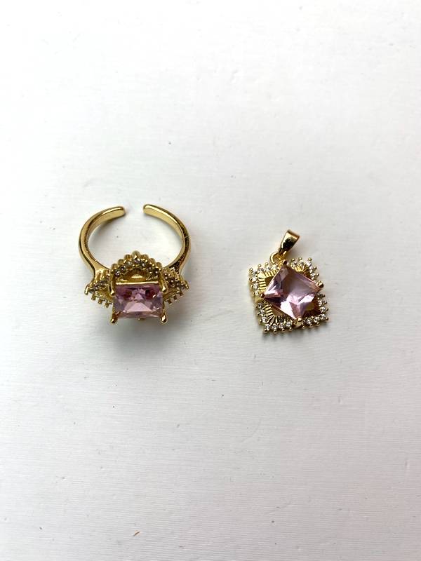 Two-piece set of jewelry fashion square sugar rings (without chain) 3.6-8
