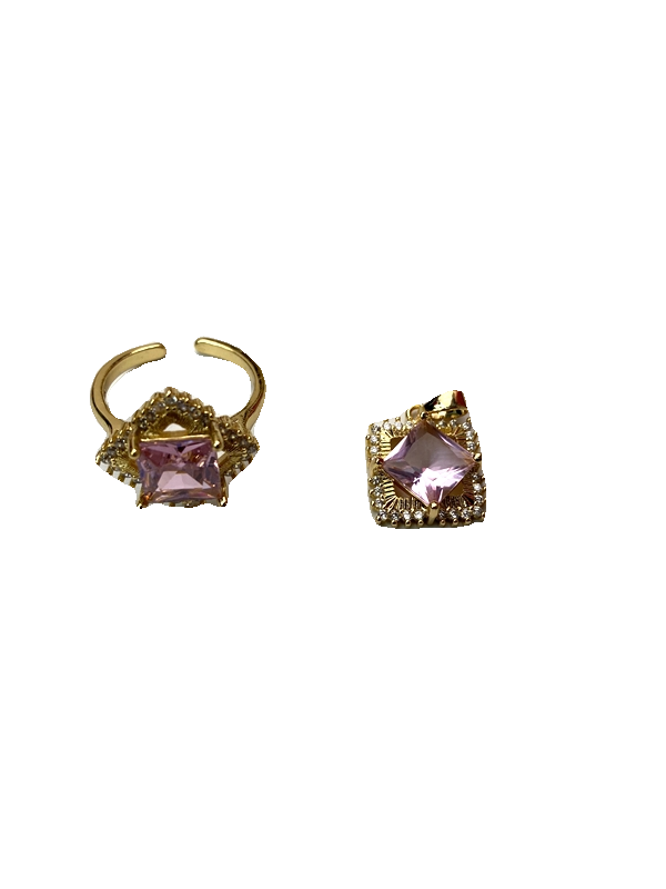 Two-piece set of jewelry fashion square sugar rings (without chain) 3.6-8