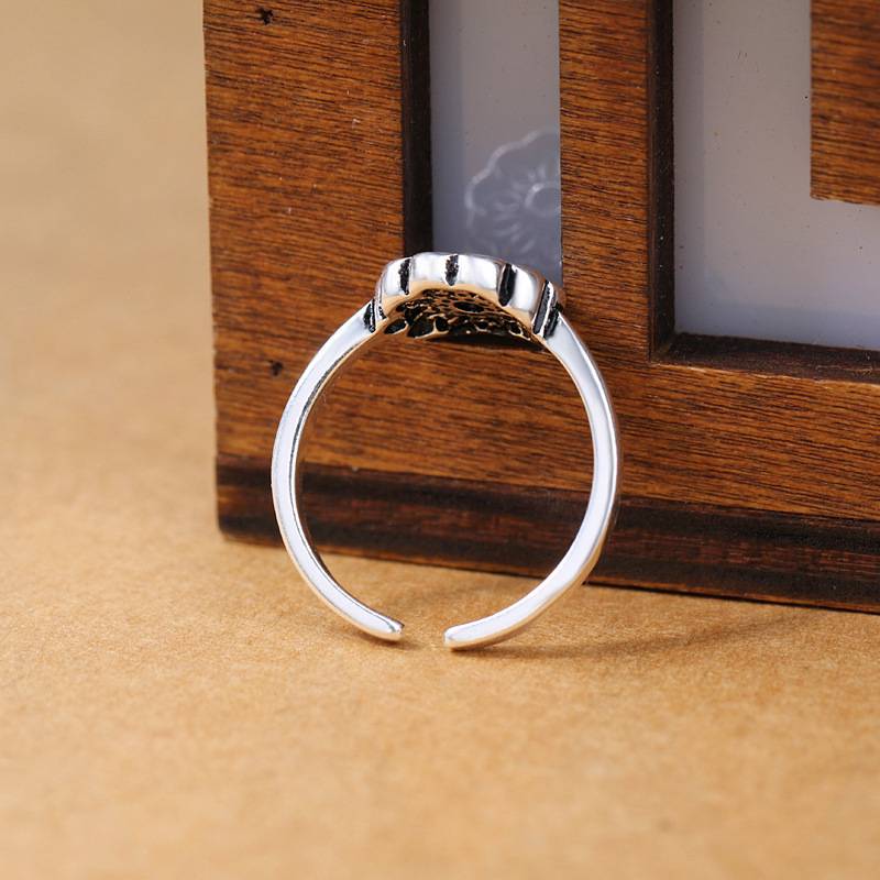 Retro Lotus Ring Female Women Doing Old Thailand Open Ring Fashion Hollow Flower Ring Ningxin IN