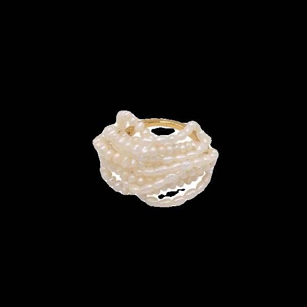 Noir original free roaming French hand -woven multi -layer natural freshwater pearl stack wearing rings